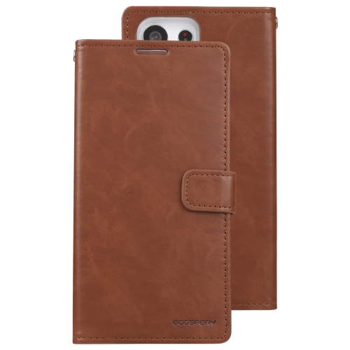 GOOSPERY  Topsave Bluemoon Card Slot W/magnetic Clip Leather Folio Wallet Flip for Samsung Galaxy S23 Ultra 6.8" 5G In Brown