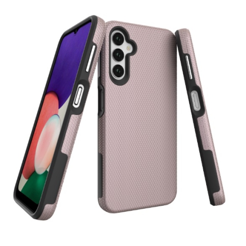 TopSave Triangle Pattern PC Back+Inner TPU Dual Layer Hybrid Rugged Armor Case For Samsung Galaxy A14 6.6" 5G, Rose Gold