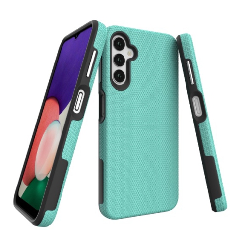 TopSave Triangle Pattern PC Back+Inner TPU Dual Layer Hybrid Rugged Armor Case For Samsung Galaxy A14 6.6" 5G, Teal