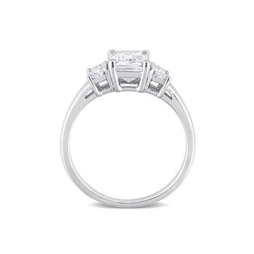 2.30 Carat Lab-Created Three-Stone Moissanite Engagement Ring in Sterling Silver