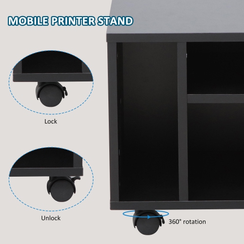 Home Office Two-Layer Office Printer Stand Cart, Lapdesk Shelf Filing Cabinets and Office Storage Night Stand, End Table and Bedroom Bedside Table