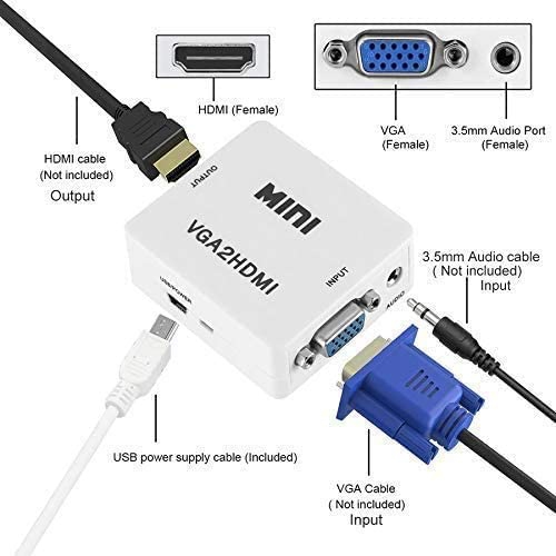 ISTAR VGA to HDMI Adapter Converter with Audio 1080P,, HDMI Video Adapter for Laptop, Computer, Projector
