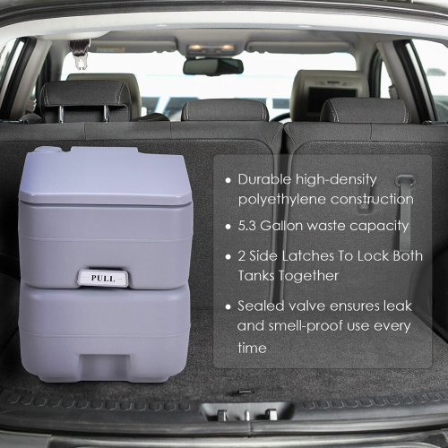 Gymax 5.3 Gallon 20L Portable Toilet Flush Travel Camping Outdoor/Indoor Potty Commode