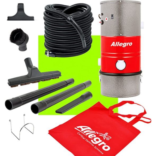 Allegro MU3100 POCO Wall Mounted Garage and Car Central Vacuum System with 50 Ft. Hose and Tools