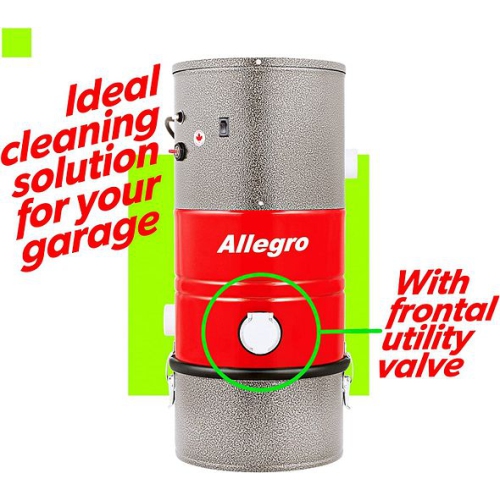 Allegro MU3100 POCO Wall Mounted Garage and Car Central Vacuum System with 50 Ft. Hose and Tools