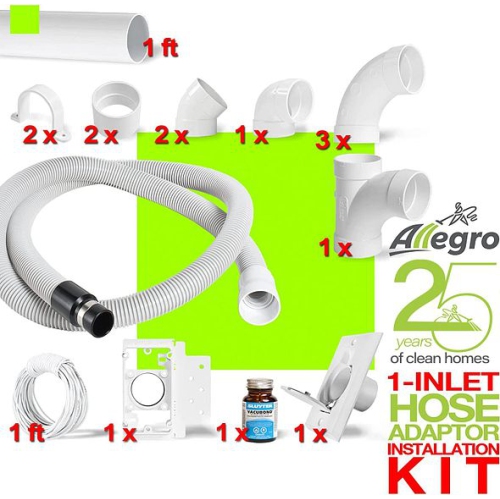 Allegro Compact and Powerful RV Central Vacuum System with Utility Garage Car Kit and 1 Inlet Installation Kit