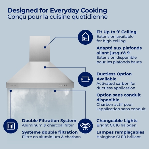 Hauslane&nbsp;| Chef 30-in Convertible Stainless Steel Wall-Mounted Range Hood