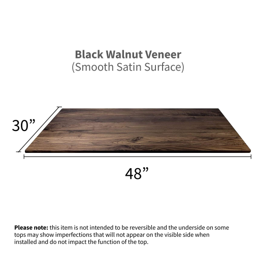 Real Wood Walnut Veneer Table Top 48" x 30"