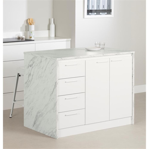 South Shore Myro 47"W Engineered Wood Kitchen Island with Storage White
