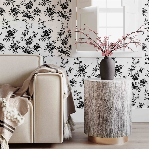 TOV Furniture Dahlia 19"H Transitional Wood Side Table in Brown/Distressed White