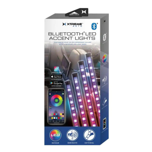 XTREME  Xlb7-1030-Blk Bluetooth Led Car Accent Light Strip (4-Pack)