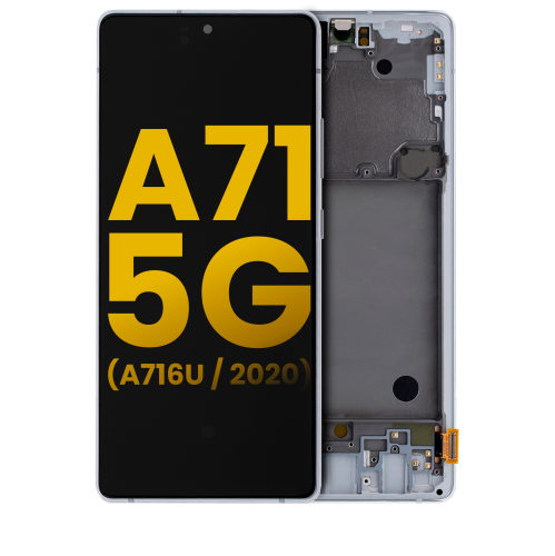 Refurbished - Replacement OLED Assembly With Frame Compatible For Samsung Galaxy A71 5G (A716U / 2020) (Prism Cube Silver)