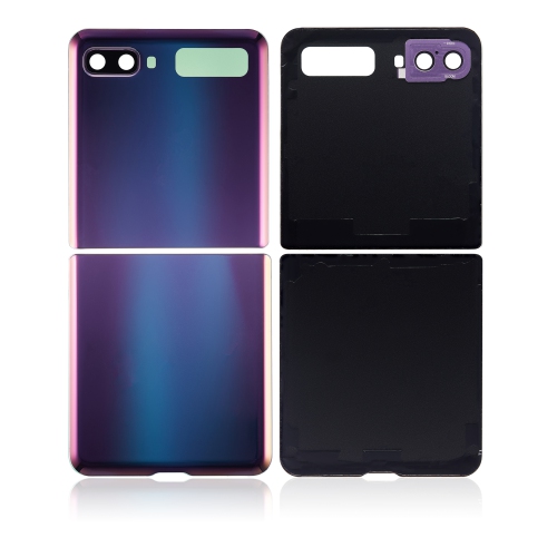 ESOURCE PARTS  Replacement Back Cover Glass With Camera Lens Compatible for Samsung Galaxy Z Flip 4G (F700) (Mirror Purple)