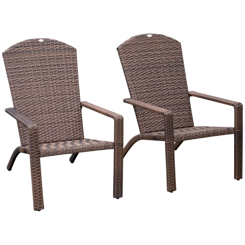 Outsunny 2 Pieces Adirondack Chair Patio Wicker Muskoka Chair, Outdoor