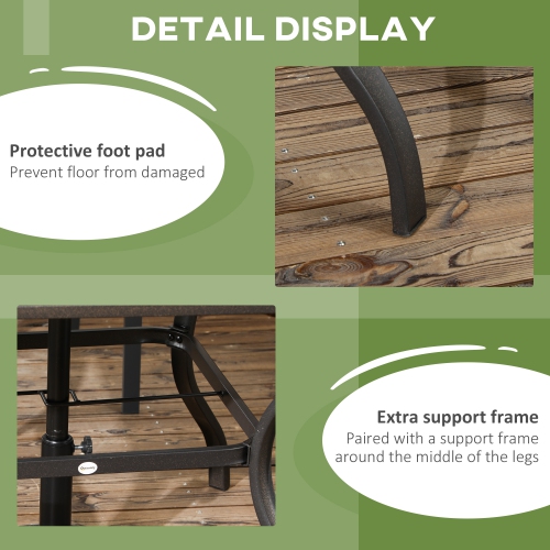 Outsunny 37" Garden Outdoor Dining Table for 4, Square Patio Table with Umbrella Hole, Plastic Board Tabletop for Backyard, Poolside, Mixed Brown