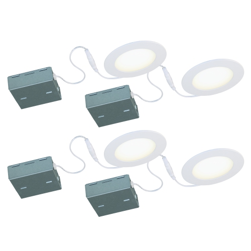 BAZZ  4 Pack Slim Disk Mood Led 11W 4" Recessed Light Fixture Finish, Luxdisk100W4 In White