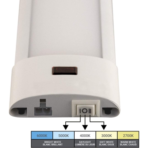 BAZZ – Lampe de dessous d’armoire à DEL intégrée avec capteur de mouvement sélectionnable de 24 po, U19MTK24 W