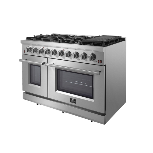 FORNO Massimo 48-inch Gas Range with 8 Sealed Burners and Air Fryer Kit