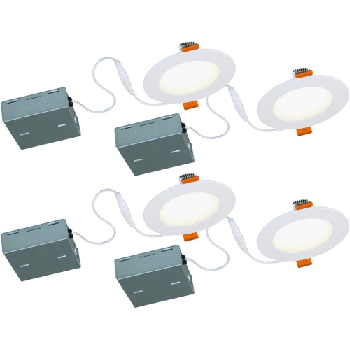 BAZZ 4 Pack Slim Disk Stak Integrated LED 4-in Recessed Light - Matte White Finish, JLDSK4WH4