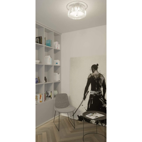 BAZZ 5-Light Glam Led Frosted Glass Flush Mount, Dimmable, Energy Efficient, Bulbs Included, C15579CRLED