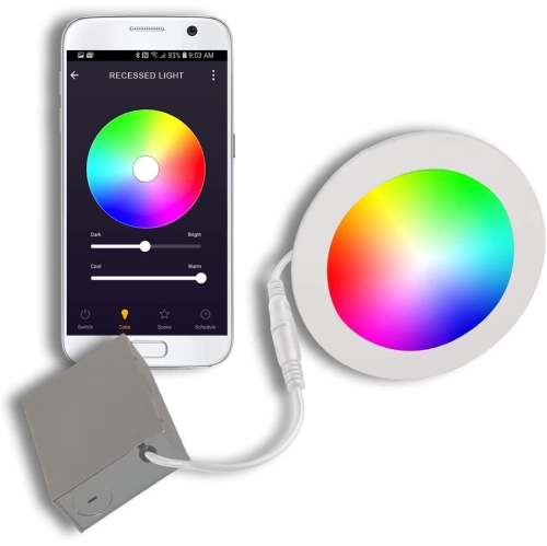 BAZZ Smart Home 6-in Wi-Fi RGB Tunable Slim Disk LED Recessed Light Kit, White, SLDSK6RGBTNWWFX12
