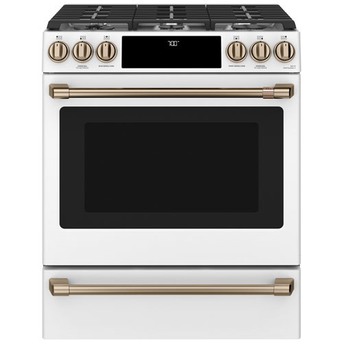 Open Box - Café 30" 5.6 Cu. Ft. 6-Burner Gas Range - Matte White - Perfect Condition
