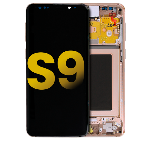 Image 1 de 4.. Remis à neuf – écran DELO de remplacement avec cadre compatible avec le Galaxy S9 de Samsung (Sunrise Gold)