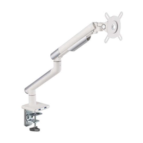 Ergoloop Single Monitor mount with USB Ports Vesa Compatible Full Motion & all Adjustments with Quick Release plate Rotation Stop and Built in cable