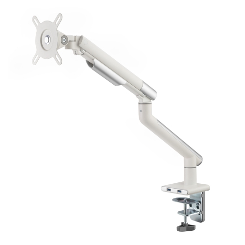 Ergoloop Single Monitor mount with USB Ports Vesa Compatible Full Motion & all Adjustments with Quick Release plate Rotation Stop and Built in cable