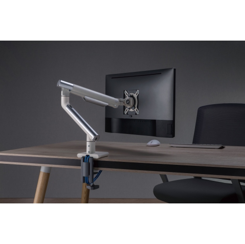 Ergoloop Single Monitor mount with USB Ports Vesa Compatible Full Motion & all Adjustments with Quick Release plate Rotation Stop and Built in cable