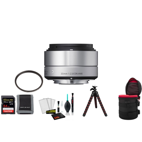 Sigma 30mm f/2.8 DN Art Lens with 64GB Memory Card and UV Filter