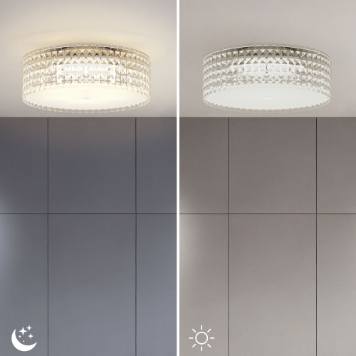 BAZZ 16-inch LED Chrome and Glass Flush Mount Ceiling Light Fixture