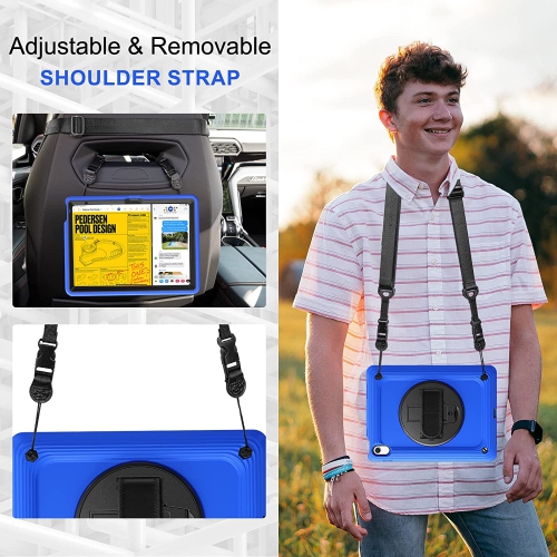 T iPad 10th Generation Case 2022 with Screen Protector Heavy Duty Rugged Case with Pencil Holder Stand for iPad 10th Gen 10.9 Inch, Blue