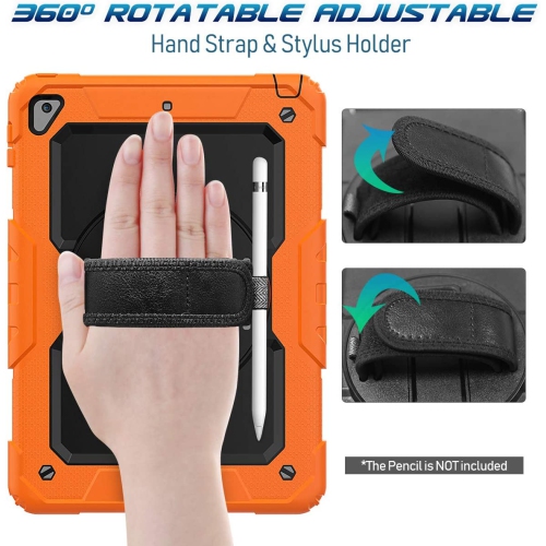 T Case for iPad 6th/5th Generation 9.7 Inch 2018/2017, Heavy-Duty Protective Case with Screen Protector/ Rotating Stand/ Hand/Shoulder Strap for iPad