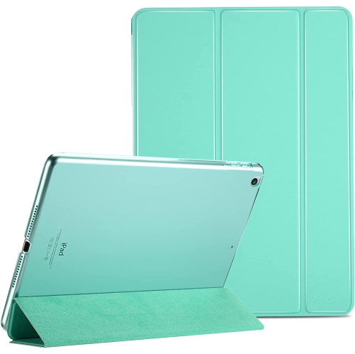 Image 1 de 7.. P iPad – Étui 9.7 2018 iPad 6e gén./2017 iPad 5e gén. - Étui support ultra mince léger avec couvercle arrière intelligent transparent givré pour iPad