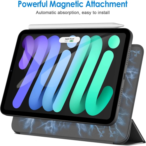 J Magnetic Case Compatible with iPad Mini 6, Support 2nd Gen Pencil Charging, Magnetic Attachment, Slim Smart Tablet Cover with Auto Wake/Sleep
