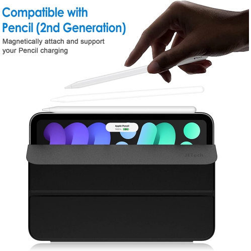 J Magnetic Case Compatible with iPad Mini 6, Support 2nd Gen Pencil Charging, Magnetic Attachment, Slim Smart Tablet Cover with Auto Wake/Sleep