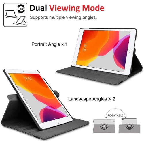 V [Fabric Rotating] Case for iPad Pro 12.9 inch, 360 Degree Stand [Auto Sleep/Wake][Pencil Holder] Folio Smart Cover (Grey)