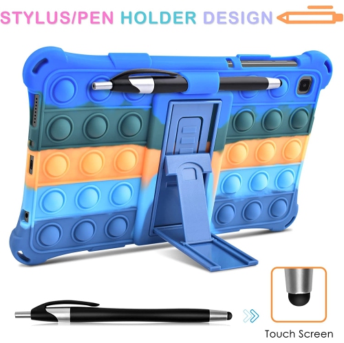 D Silicone Case for Samsung Galaxy Tab A7 Lite 8.7 inch 2021 Release, Multi-Angle Case, Soft Lightweight Case for Tab A7 Lite 8.7 with Strap & Stylus