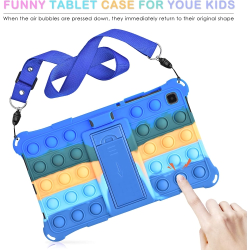 D Silicone Case for Samsung Galaxy Tab A7 Lite 8.7 inch 2021 Release, Multi-Angle Case, Soft Lightweight Case for Tab A7 Lite 8.7 with Strap & Stylus