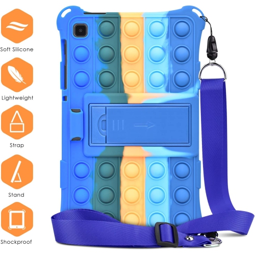 D Silicone Case for Samsung Galaxy Tab A7 Lite 8.7 inch 2021 Release, Multi-Angle Case, Soft Lightweight Case for Tab A7 Lite 8.7 with Strap & Stylus