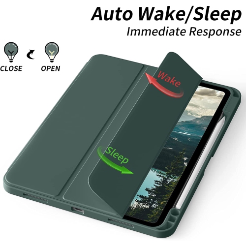 Étui J pour iPad Pro 12.9 6e génération 2022, 5e génération 2021 avec porte-crayon, étui souple à dos mince pour iPad 12.9 6e/3e génération