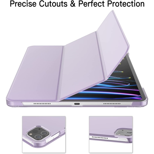 J Case for iPad Pro 12.9-Inch, Slim Stand Hard Back Shell Smart Cover with Auto Wake/Sleep (Light Purple)