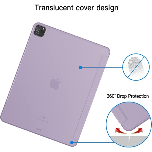 J Case for iPad Pro 12.9-Inch, Slim Stand Hard Back Shell Smart Cover with Auto Wake/Sleep (Light Purple)