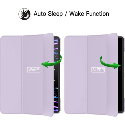 J Case for iPad Pro 12.9-Inch, Slim Stand Hard Back Shell Smart Cover with Auto Wake/Sleep (Light Purple)