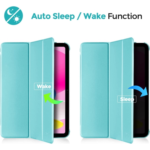 P for iPad 10th Generation Case 2022 10.9 inch, Slim Protective Trifold Stand Lightweight Hard Back Smart Cover for iPad 10th Gen -Aqua