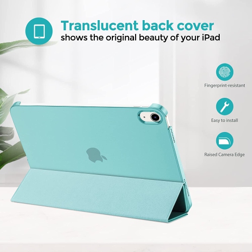 P for iPad 10th Generation Case 2022 10.9 inch, Slim Protective Trifold Stand Lightweight Hard Back Smart Cover for iPad 10th Gen -Aqua