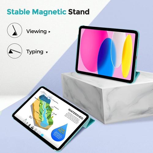 P for iPad 10th Generation Case 2022 10.9 inch, Slim Protective Trifold Stand Lightweight Hard Back Smart Cover for iPad 10th Gen -Aqua
