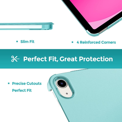P for iPad 10th Generation Case 2022 10.9 inch, Slim Protective Trifold Stand Lightweight Hard Back Smart Cover for iPad 10th Gen -Aqua