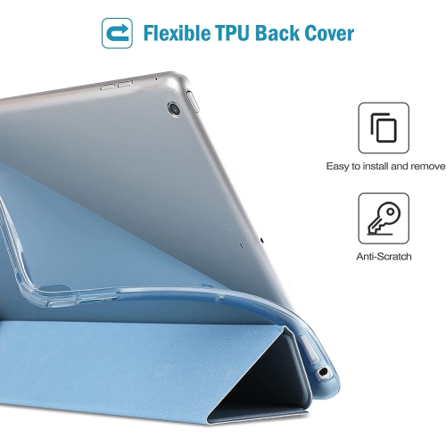P iPad 9.7 inch Case for iPad 6th 5th 2018 2017/ iPad Air Air 2 Slim Trifold Soft TPU Translucent Back Cover Smart Stand Case -SkyBlue